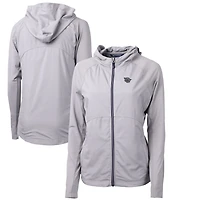 Women's Cutter & Buck Gray Cincinnati Bearcats Adapt Eco Knit Hybrid Recycled Full-Zip Hoodie