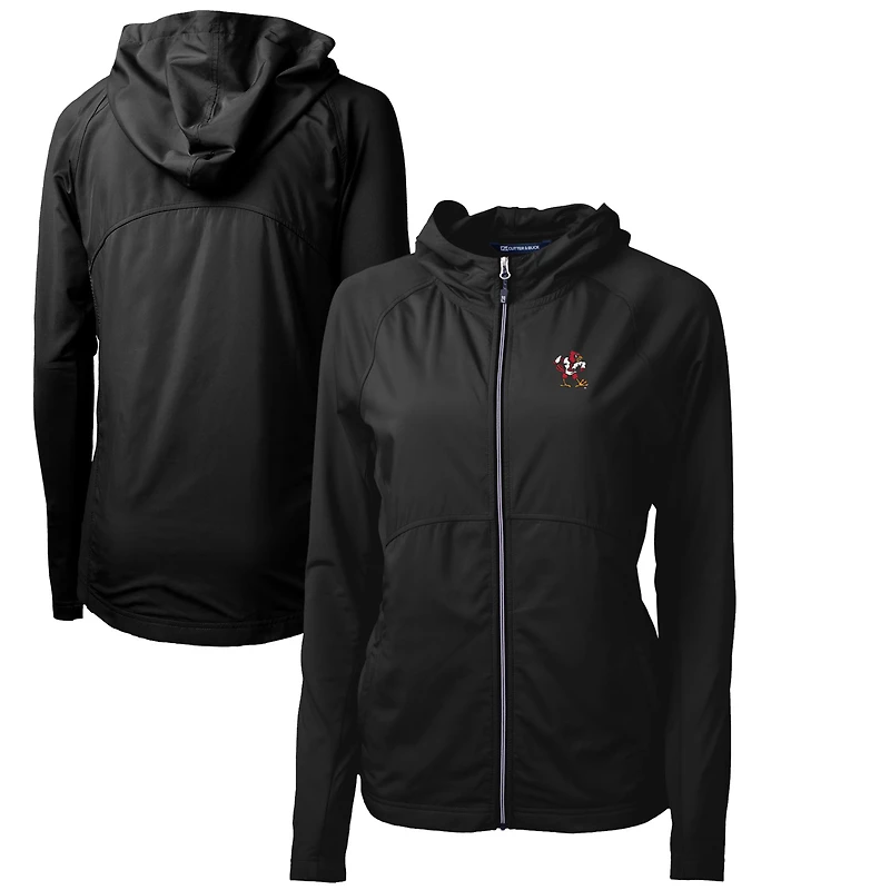 Women's Cutter & Buck Black Louisville Cardinals Adapt Eco Knit Hybrid Recycled Full-Zip Hoodie