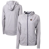 Women's Cutter & Buck Gray Florida State Seminoles Adapt Eco Knit Hybrid Recycled Full-Zip Hoodie