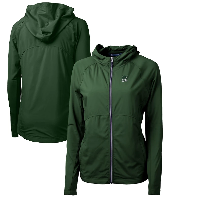Women's Cutter & Buck Green Portland State Vikings Adapt Eco Knit Hybrid Recycled Full-Zip Hoodie