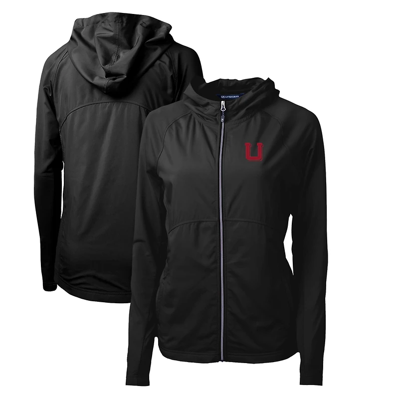 Women's Cutter & Buck Black Utah Utes Adapt Eco Knit Hybrid Recycled Full-Zip Hoodie