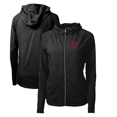 Women's Cutter & Buck Black Utah Utes Adapt Eco Knit Hybrid Recycled Full-Zip Hoodie