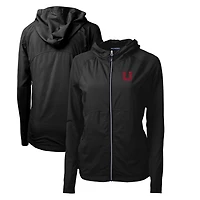 Women's Cutter & Buck Black Utah Utes Adapt Eco Knit Hybrid Recycled Full-Zip Hoodie