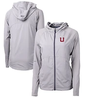 Women's Cutter & Buck Gray Utah Utes Adapt Eco Knit Hybrid Recycled Full-Zip Hoodie