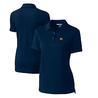 Women's Cutter & Buck Navy Michigan Wolverines Advantage Tri-Blend Pique Polo