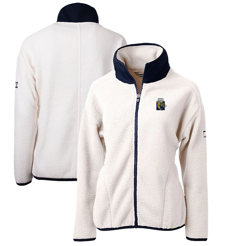 Women's Cutter & Buck White/Navy FIU Panthers Cascade Eco Sherpa Full-Zip Fleece Jacket
