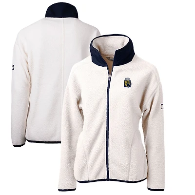 Women's Cutter & Buck White/Navy FIU Panthers Cascade Eco Sherpa Full-Zip Fleece Jacket
