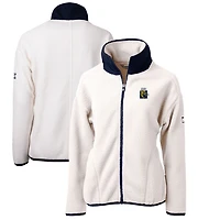 Women's Cutter & Buck White/Navy FIU Panthers Cascade Eco Sherpa Full-Zip Fleece Jacket