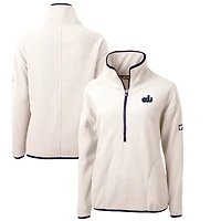 Women's Cutter & Buck White Old Dominion Monarchs Cascade Eco Sherpa Fleece Half-Zip Pullover Jacket
