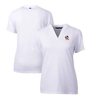 Women's Cutter & Buck White Louisville Cardinals Forge Stretch Blade V-Neck Top