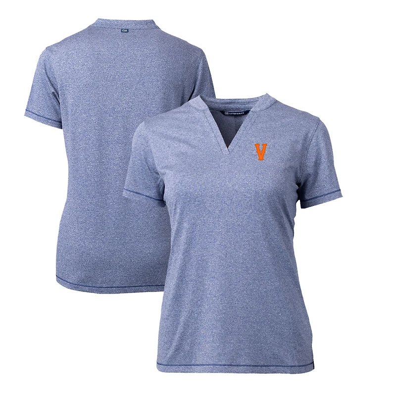 Women's Cutter & Buck Heather Virginia Cavaliers Vintage Forge Stretch Blade V-Neck Top