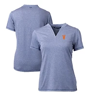 Women's Cutter & Buck Heather Virginia Cavaliers Vintage Forge Stretch Blade V-Neck Top