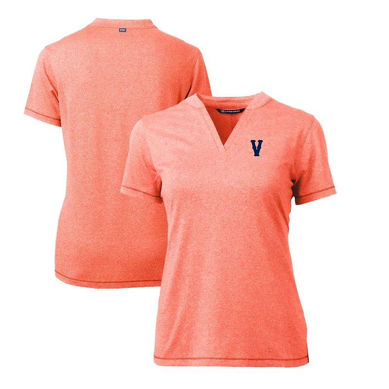 Women's Cutter & Buck Heather Virginia Cavaliers Vintage Forge Stretch Blade V-Neck Top
