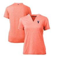 Women's Cutter & Buck Heather Virginia Cavaliers Vintage Forge Stretch Blade V-Neck Top