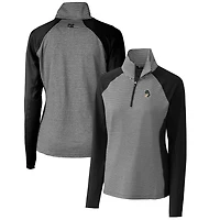 Women's Cutter & Buck Black Michigan State Spartans Forge Tonal Stripe Stretch Half-Zip Pullover Top