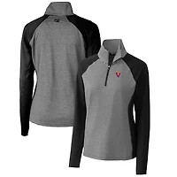 Women's Cutter & Buck Black Virginia Tech Hokies Forge Tonal Stripe Stretch Half-Zip Pullover Top
