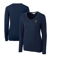 Women's Cutter & Buck Navy FIU Panthers Lakemont Tri-Blend V-Neck Pullover Sweater