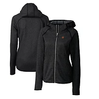 Women's Cutter & Buck Heather Charcoal Florida Gators Mainsail Sweater-Knit Full-Zip Hoodie