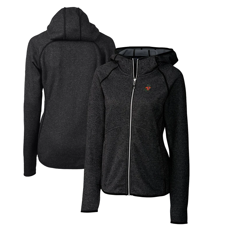 Women's Cutter & Buck Heather Charcoal Florida Gators Mainsail Sweater-Knit Full-Zip Hoodie