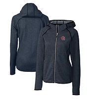 Women's Cutter & Buck Heather Navy Gonzaga Bulldogs Mainsail Sweater-Knit Full-Zip Hoodie
