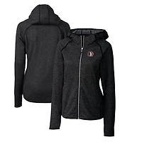 Women's Cutter & Buck Heather Charcoal Florida State Seminoles Mainsail Sweater-Knit Full-Zip Hoodie