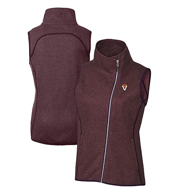 Women's Cutter & Buck Maroon Virginia Tech Hokies Mainsail Sweater-Knit Full-Zip Vest