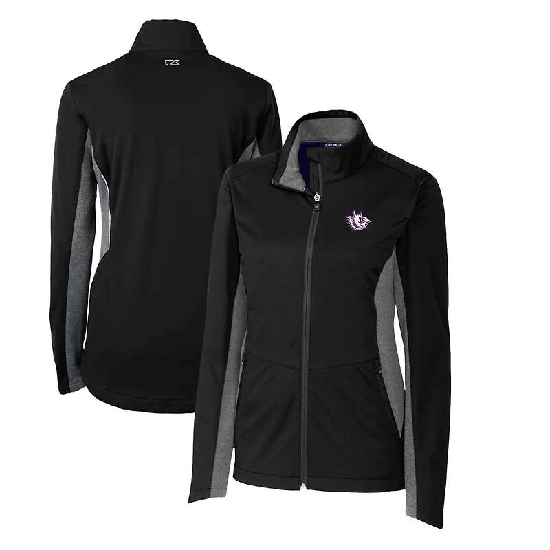 Women's Cutter & Buck Black TCU Horned Frogs Vault Navigate Softshell Full-Zip Jacket