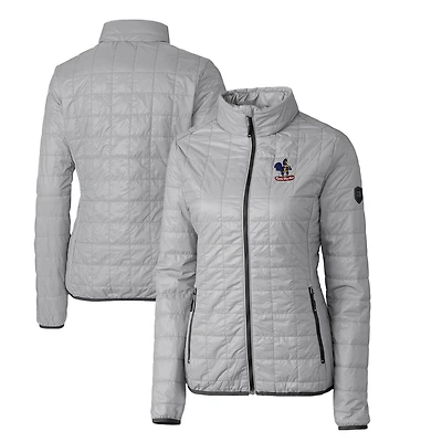 Women's Cutter & Buck Gray Delaware Fightin' Blue Hens Vault Rainier PrimaLoft Eco Insulated Full-Zip Puffer Jacket