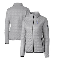 Women's Cutter & Buck Gray Kansas Jayhawks Vault Rainier PrimaLoft Eco Insulated Full-Zip Puffer Jacket