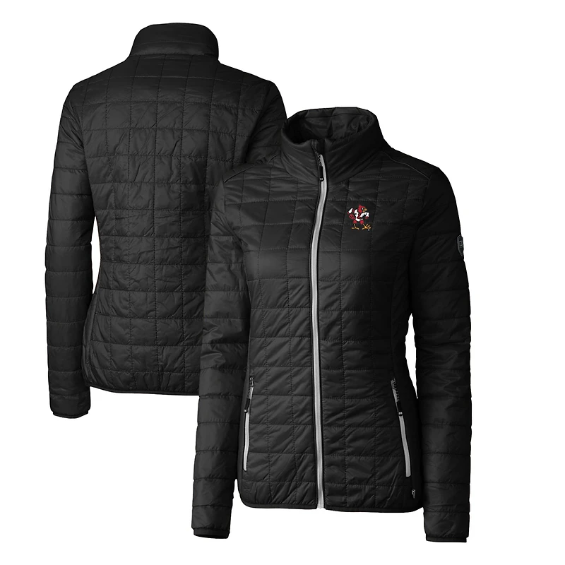 Women's Cutter & Buck Black Louisville Cardinals Vault Rainier PrimaLoft Eco Insulated Full-Zip Puffer Jacket