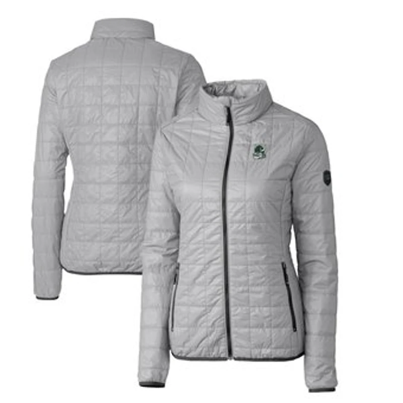 Women's Cutter & Buck Gray Portland State Vikings Vault Rainier PrimaLoft Eco Insulated Full-Zip Puffer Jacket