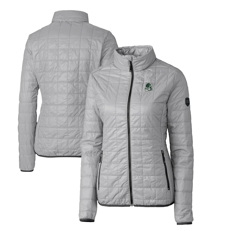 Women's Cutter & Buck Gray Portland State Vikings Vault Rainier PrimaLoft Eco Insulated Full-Zip Puffer Jacket