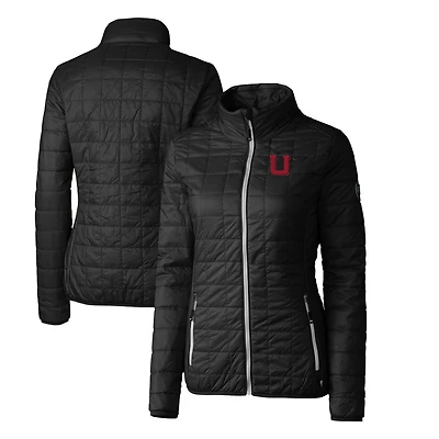 Women's Cutter & Buck Black Utah Utes Vault Rainier PrimaLoft Eco Insulated Full-Zip Puffer Jacket