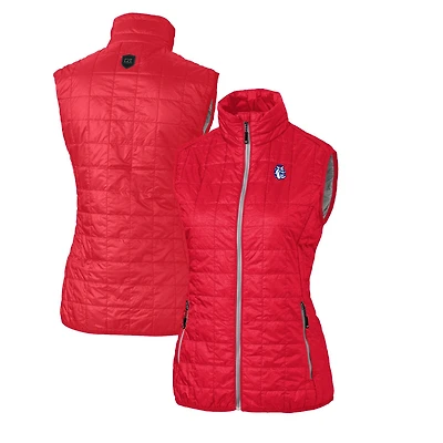 Women's Cutter & Buck Red Fresno State Bulldogs Vault Rainier PrimaLoft Eco Full-Zip Puffer Vest