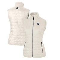 Women's Cutter & Buck Cream Georgetown Hoyas Vault Rainier PrimaLoft Eco Full-Zip Puffer Vest