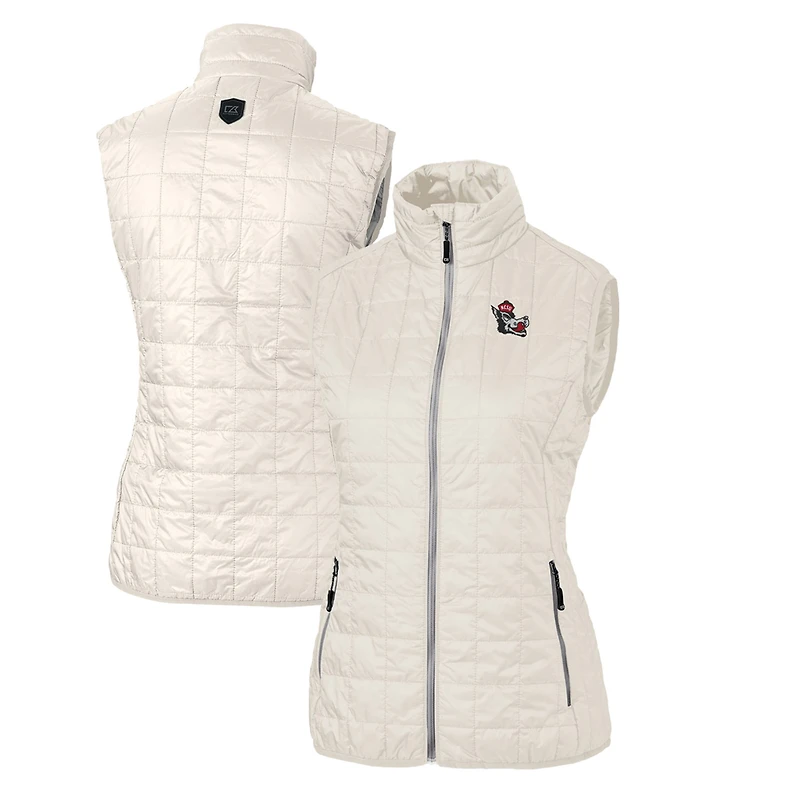 Women's Cutter & Buck Cream NC State Wolfpack Vault Rainier PrimaLoft Eco Full-Zip Puffer Vest