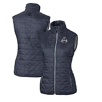 Women's Cutter & Buck Heather Navy Utah State Aggies Vault Rainier PrimaLoft Eco Full-Zip Puffer Vest