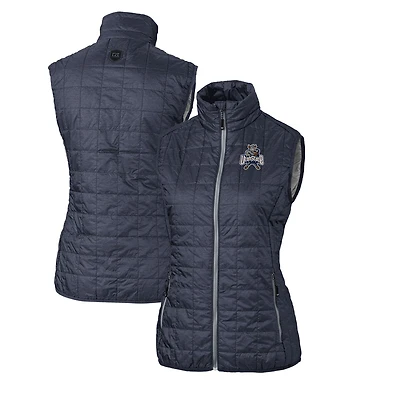 Women's Cutter & Buck Heather Navy Utah State Aggies Vault Rainier PrimaLoft Eco Full-Zip Puffer Vest