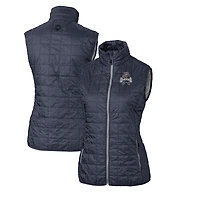 Women's Cutter & Buck Heather Navy Utah State Aggies Vault Rainier PrimaLoft Eco Full-Zip Puffer Vest