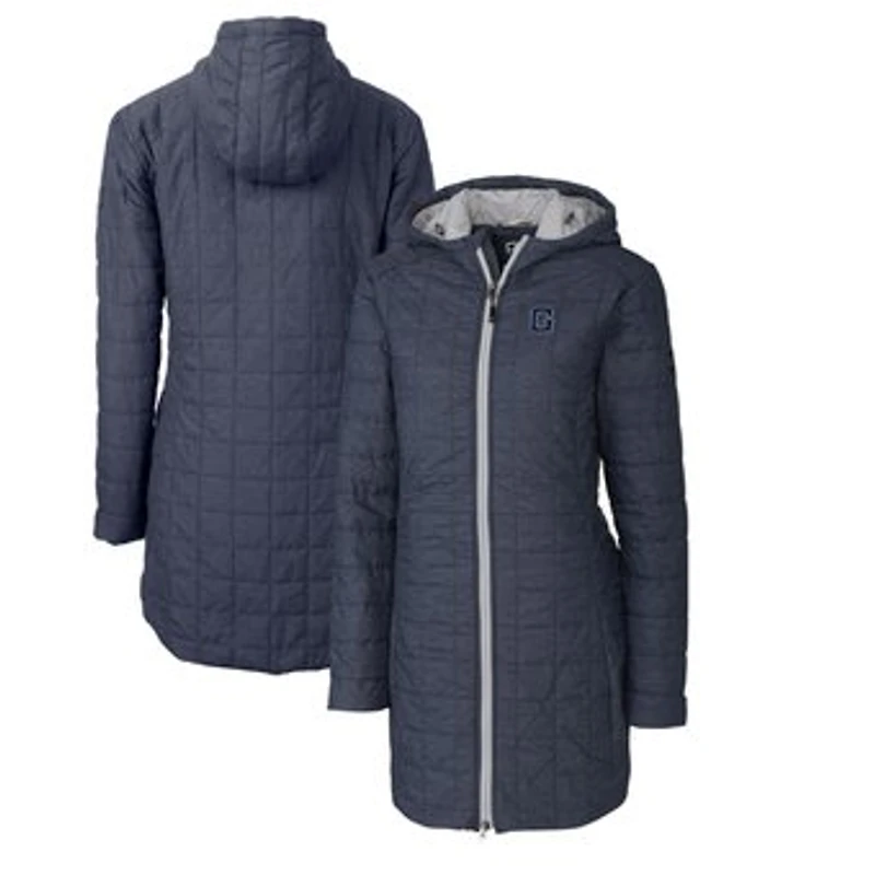 Women's Cutter & Buck Heather Navy Georgetown Hoyas Vault Rainier Primaloft Eco Hooded Long Coat