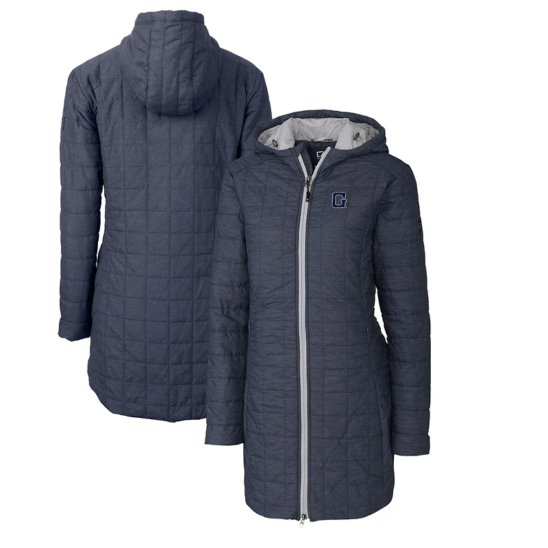 Women's Cutter & Buck Heather Navy Georgetown Hoyas Vault Rainier Primaloft Eco Hooded Long Coat