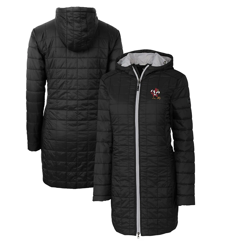 Women's Cutter & Buck Black Louisville Cardinals Vault Rainier Primaloft Eco Hooded Long Coat