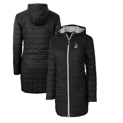 Women's Cutter & Buck Black Michigan State Spartans Vault Rainier Primaloft Eco Hooded Long Coat