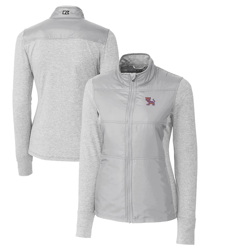 Women's Cutter & Buck Gray Clemson Tigers Vault Stealth Hybrid Quilted Full-Zip Jacket