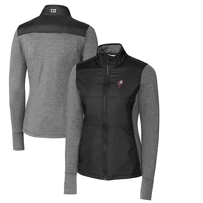 Women's Cutter & Buck Black Ohio State Buckeyes Vault Stealth Hybrid Quilted Full-Zip Jacket