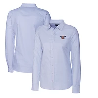 Women's Cutter & Buck Light Blue Auburn Tigers Oxford Stripe Stretch Long Sleeve Button-Up Shirt
