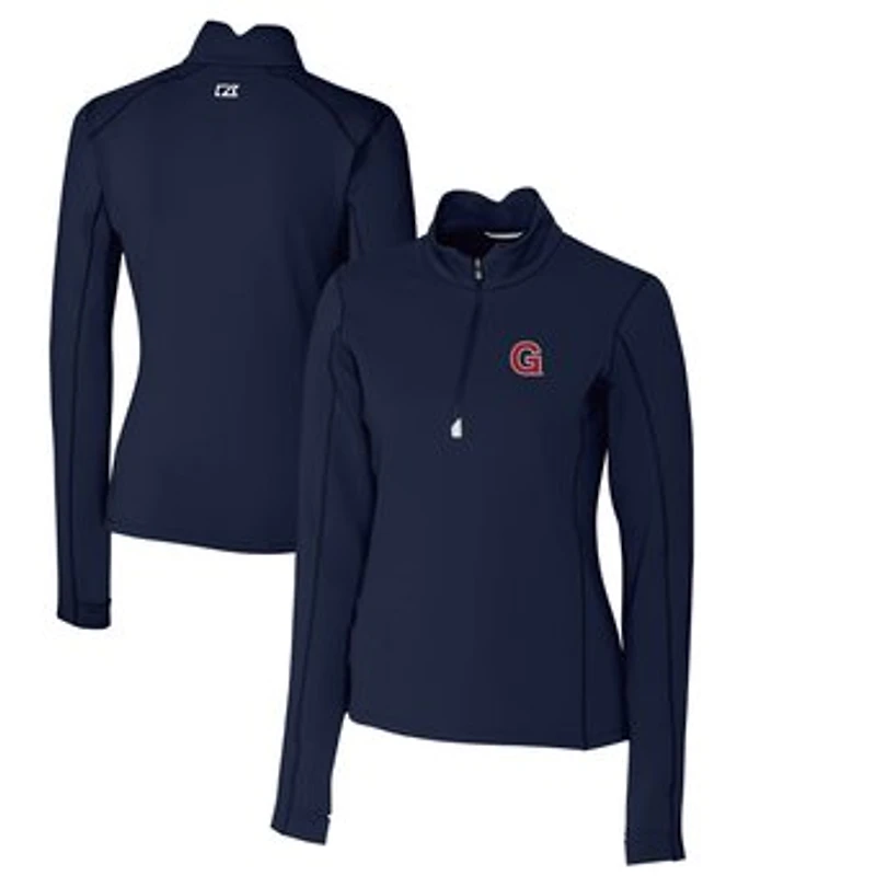 Women's Cutter & Buck Navy Gonzaga Bulldogs Traverse Stretch Quarter-Zip Pullover Top