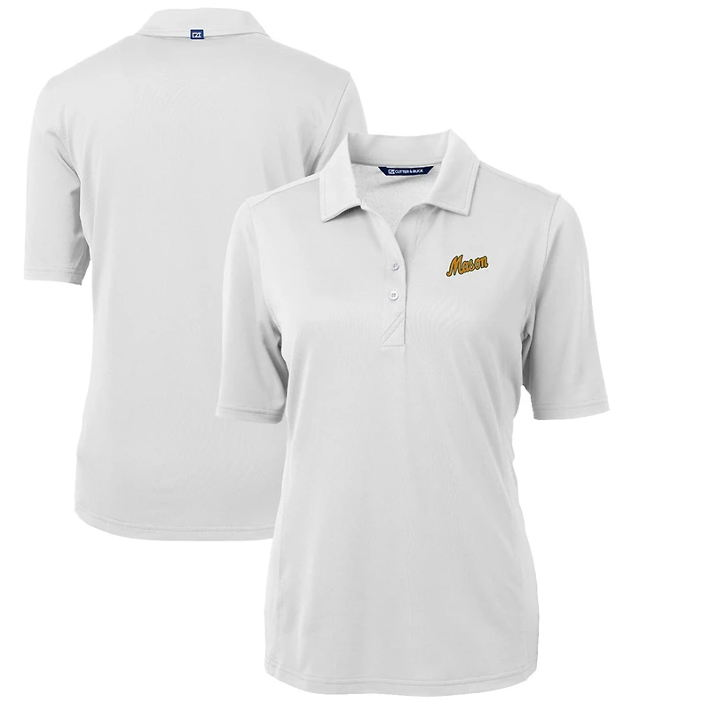 Women's Cutter & Buck White George Mason Patriots Team Virtue Eco Pique Recycled Polo