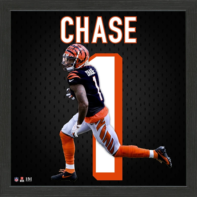 Highland Mint Ja'Marr Chase Cincinnati Bengals 13'' x 13'' Jersey Impact Frame