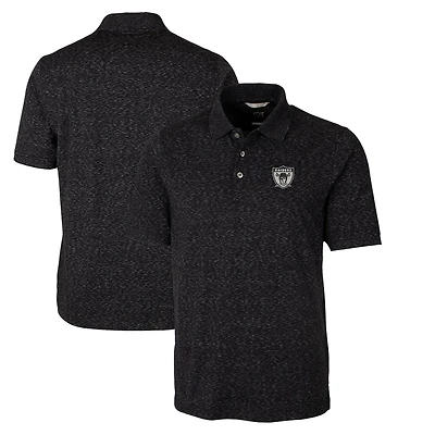Men's Cutter & Buck Black Las Vegas Raiders Advantage Tri-Blend Space Dye Big & Tall Throwback Polo